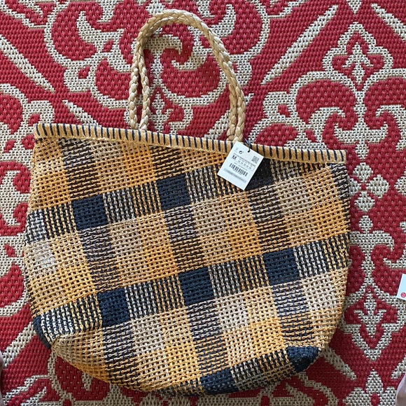 PLAID WOVEN TOTE BAG - Picture 6 of 8